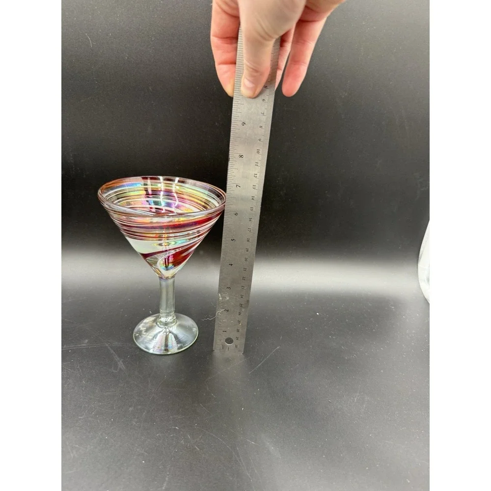 Hand Blown Pink White Orange Swirl Mexican Martini Glass – Recycled Art Glass